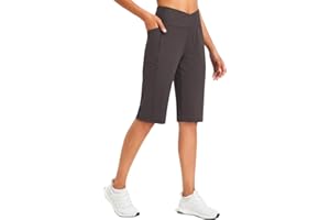 baleaf Womens Shorts Ladies Bermuda Running Long Short 14" Knee Length High Waisted Gym Shorts with Pockets Yoga
