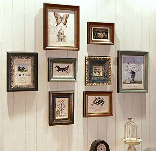 HDOH GALLERY PERFECT 8 Piece Mixed Colors Photo Frame Wall Gallery Kit Includes: Frames,Hanging Wall Template,Decorative Art Prints