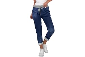 Mississhop Damen Hose Blumen Jogginghose Baumwolle Freizeithose Boyfriend Blumenprint