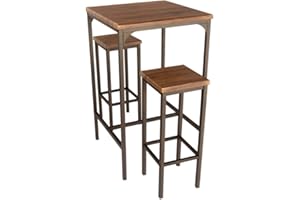 yelloo - Tavolo Bar con Sgabelli Alti, Penisola Cucina con Sgabelli, Angolo Bar per Casa, Tavolino Alto, Ideale per Birreria, Pizzeria, Arredare Casa con Stile (Viareggio - Tavolo + 2 Sgabelli)