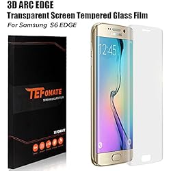 Protector Pantalla S6 Edge, TEFOMATE® Cristal Vidrio Templado Protector de Pantalla Completa Tempered Glass Screen Protector para Samsung Galaxy S6 Edge 5.1" [Curvado 3D] - Transparente