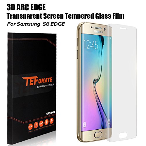 Protector Pantalla S6 Edge, TEFOMATE® Cristal Vidrio Templado Protector de Pantalla Completa Tempered Glass Screen Protector para Samsung Galaxy S6 Edge 5.1" [Curvado 3D] - Transparente