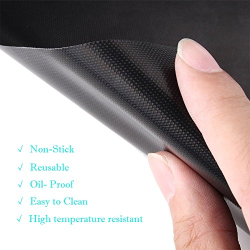 BBQ Antihaft Grillmatten 3er Set zum Grillen und Backen, aus Silikon mit Teflon Antihaftbeschichtung Extra Groß und Langlebig, Ideal für Holzkohle Grill, Elektronisches Grill, Backofen, Dampf-Backofen, Mikrowelle etc - 4