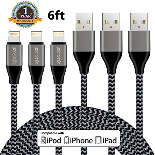 Lightning Cable, SENDIS 2M iPhone Charger Cable Nylon Braided iPhone Cable Extra Long Syncing and Charging Cable for iPhone 8/8 Plus/X/7/7 Plus/6/ 6 Plus/ 6s, iPad and More (3 Pack)