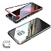 Produktbild LeeACC Galaxy Note 9 Magnetische Hülle,Metall Bumper Handyhülle Eingebaute Magnetische Adsorption Transparent Gehärtetem Glas Back Cover für Galaxy Note 9-6.4" Rot