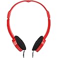 Sorandy Foldable Wired Stereo Headset Children Headphone 3.6ft Long Cord, 3.5mm Pin with Microphone for Children Teens Boys Girls Smartphones School Travel Plane Tablet (Red)