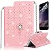 Produktbild HTC One M9 Hülle,HTC One M9 Handyhülle,HTC One M9 PU Leder Schutzhülle,Pershoo [Strass Diamant mit Kette] [Schön Rosa]PU Leder Flip Case im Bookstyle Wallet Folio Cover Ledertasche Schutzhülle Case Tasche mit Standfunktion und Karte Halter Magnetverschluss Glänzend Rhinestone Kristall Crystal Strap Chain Etui Bumper Hülle für HTC One M9 + 1 x Frei Displayschutzfolie-Rosa