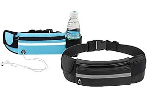 IL SELECTED Pack 2 Riñonera Running Deportiva Impermeable - Riñonera Deportiva Reflectante para Correr - Bolso Deportivo para Móvil - Bolso Deportivo para la Cintura - 2x1 Riñoneras Colores (Azul-Negro)