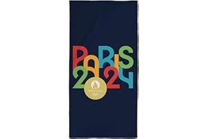 OMYDREAM Paryż 2024 Igrzyska Olimpijskie Arches Prześcieradło plażowe z nadrukiem, 100% bawełna, Oeko-Tex | 75 x 150 cm, granatowy