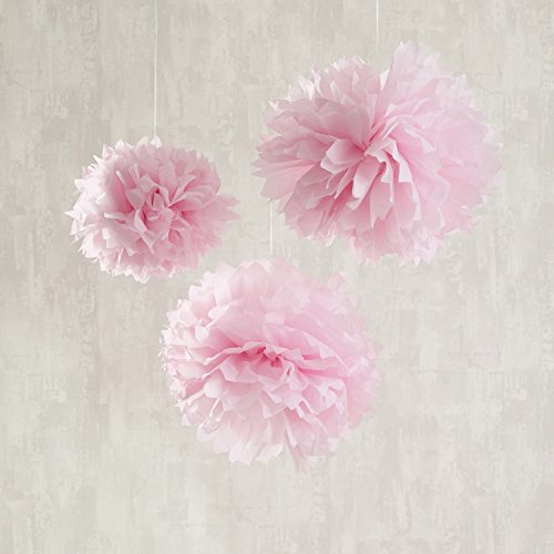 9er Set Seidenpapier Pompoms und Wabenbälle Honeycombs Rosa Weiß Lights4fun - 3