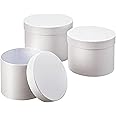 Oasis Paper Gift Box Empty, Decorative, Reusable, Multipurpose Birthday, Anniversary, Wedding, Return Gifts Hamper Packaging (Set of 3) Round Macaroon Pearl White