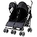 Zeta Citi TWIN Stroller Buggy Pushchair - Black Double Stroller Complete With FootMuffs And Bag