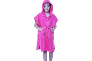 LIZZIE JACOBS Nowe ponczo z kapturem dla chłopców i dziewczynek, unisex, ręcznik frotte, 100% bawełna, szlafroki z kieszenią i kapturem, do sportów wodnych, na plażę, do pływania, surfowania, na basen, ponczo, różowy, 2-5 Lat