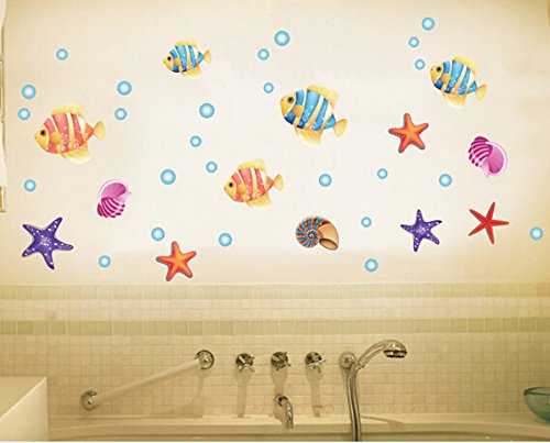 HALLOBO® Wandtattoo Fisch Ozean Wandaufkleber Bad Wandsticker Wall Sticker Wohnzimmer Schlafzimmer Deko - 3