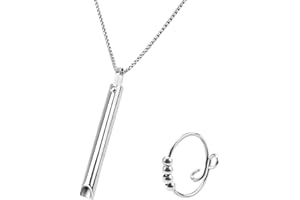 TamBee Anapana Breathing Necklace, Breathlace Stress Relief Mindful Anxiety Whistle for Anxiety Relief Meditation (Silver)