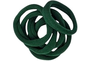 Jersey Endless Snag Free Hair Bobbles Hair Elastics Hair Bands for Women Girls by Glitz4Girlz… (Bottle Green)
