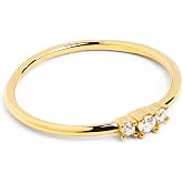 SINGULARU - Trini Spark Ring - 925 Sterling Silver Ring with 18 Kt Gold Plated Finish - Jewelry for Women - Made in Spain - V