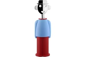 Alessi Alessandro M. AM23 LAZR - Design-Korkenzieher aus Thermoplastischem Harz und Verchromtem Zamak, Blau und Rot