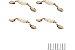 SYDARSYN 4 Piezas Manijas de Cerámica Vintage Manijas de Puerta para Puertas de Gabinete Tiradores de Muebles Cocina Cajones Perillas de Armario Cómodas Pomos 76mm