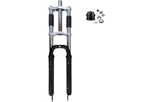 CDHPOWER Bicycle Black Fork 26" and 1 1/8" Headset Combo- Triple Tree Suspension Fork w/Double Shoulder-Gas Motorized Bike