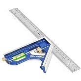 WORKPRO Adjustable Combination Square 300 mm, Stainless Steel with Level | Multifunctional Carpentry Square with Adjustable S
