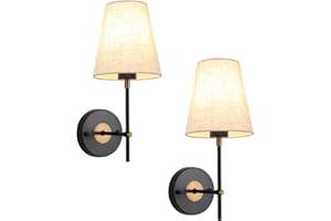 MRHYSWD Set of 2 Black and Gold Wall Lights for Living Room Bedrooms, Modern Wall Sconce Lights Indoor Wall Lighting Fixtures Vintage Wall Lamps for Bedside Bathroom Hallway, Without E27 Bulbs