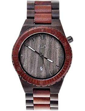 ZLYC Herren-Two - Tone - Natürliche Sandelholzuhr Hölzerne Uhr Japanisches Quarzwerk Zeiger