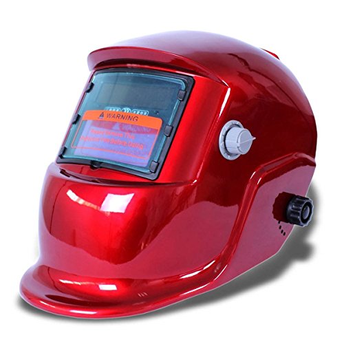 SODIAL(R) Schweissermaske Schweisshelm Solar Automatik (Solarenergie Nutzung fuer Refill) Gesichtsschutz Zubehoer Rot