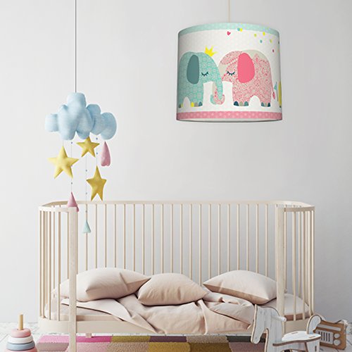 anna wand Lampenschirm FAMILY ELEPHANT – Schirm für Kinder / Baby Lampe mit Elefanten in versch. Farben – Sanftes Licht für Tisch-, Steh- & Hängelampe im Kinderzimmer Mädchen & Junge - 3