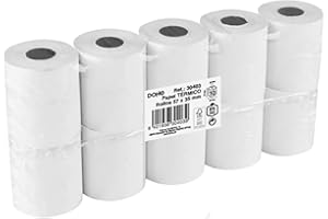 Dohe - Rollos Papel Térmico 57x35 mm (10 uds.) - Núcleo ⌀12 mm, Largo 7,5 m, Tickets para Datáfonos, TPV, Cajas Registradoras, Impresoras POS y EPOS, Grosor 60 gr/m², Sin BPA