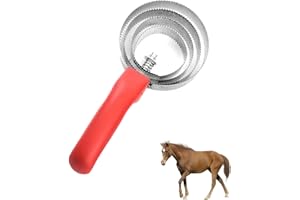 MEISH Horse Scraper and Curry Comb - 4 Ring Shedding Brush, Stainless Steel Livestock Itching Brush for Horse Grooming