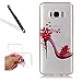 Produktbild Handyhülle für Galaxy S8 Plus,Silikon Hülle für Galaxy S8 Plus,Leeook Ultra Dünn Flexibel Transparent Silikon Bumper Schale Rückseite Handyhülle Schutzhülle Schön Blumen Schuh Durchsichtige TPU Crystal Clear Case Backcover Tasche Etui für Samsung Galaxy S8 Plus + 1 x Schwarze Eingabestift-Blumen Schuh