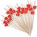Produktbild SANGKU 100pcs Cocktail-sticks Holz Spieße Fingerfood Partypicker, Obst-Spieß, Candy und Antipasti für Party Geschenk Gastgeschenk Fasching Geburtstag Party - Rot Herzen