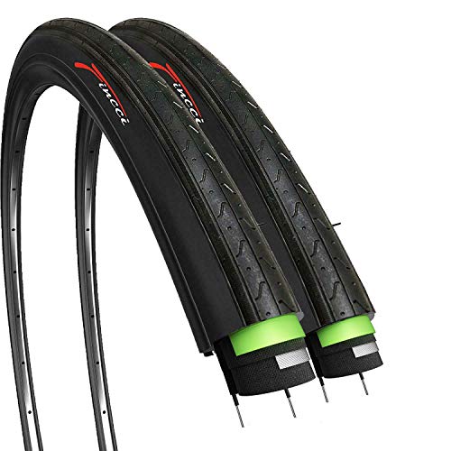 Fincci Paire 700 x 23c 23-622 Pneus avec Protection Antiponcture Anti-Crevaison 2.5mm pour Route Courses Tournée Vélo Bicyclette (Un Paquet de 2)