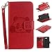 Produktbild Lonchee Samsung Galaxy J5 2017 Wallet Tasche Brieftasche Schutzhülle , Panda geprägtes Muster Design Hochwertige PU Leder Folio Tasche Case Hülle im Bookstyle mit Standfunktion Kredit Kartenfächer (rot)