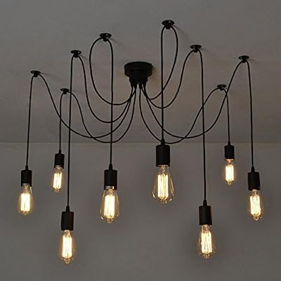Itian 8 Rideaux Tête conception artistique rétro lustre industriel Loft plafond Pendentif luminaire