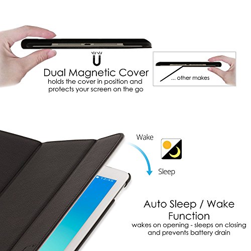 Forefront Cases® Neue Leder Hülle / Tasche / Case / Cover für Samsung Galaxy Tab A 9.7 SM-T550 (Mai 2015) – Rundum-Geräteschutz und intelligente Auto-Sleep-Wake-Funktion mit 3-JAHRES-GARANTIE VON FOREFRONT CASES – inkl. Eingabestift - 5