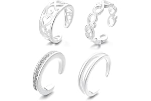 OPIURVY 4 anelli da donna in argento S925, regolabili in acciaio inossidabile con punta aperta, anelli piedi donna, semplici gioielli da spiaggia per donne, ragazze, uomini e bambini.