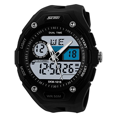 TTLIFE Marke Mann Unisex Uhren Weisesport Armbanduhren Doppelzeit Digitale Analoge 50M wasserdichte Uhr Multifunktionsuhr( wei/schwarz) TTLIFE Marke Mann Unisex Uhren Weisesport Armbanduhren Doppelzeit Digitale Analoge 50M wasserdichte Uhr Multifunktionsuhr( wei/schwarz)