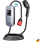 SCHONER&reg; 22KW Taşınabilir Elektrikli Ara&ccedil; Şarj İstasyonu Wi-Fi/Bluetooth Smart 5 Metre Tip2 Kablolu Trifaz/Monofaz 32A 22kW/1