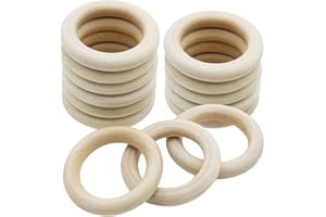 NewZC 55mm Anneaux en Bois Naturel 22 Pièces Anneaux de Dentition en Bois pour Bébé Bague en Bois pour Fabrication de Bijoux Boucle Bois pour DIY Bricolage Connecteurs de Pendentif