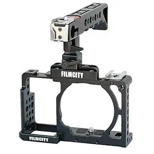 Filmcity Video Camera Cage Top Handle for Compatible with Sony Alpha Mirror Less A6000 A6300 ILCE-6000 6300 NEX-7 Camera | Tripod Mount Cage (FC-A6360-CH)