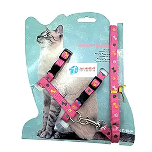 Jainsons Pet Products Cat Harness and Leash Set for Outdoor Walking Adjustable Soft Safety Strap (Light Pink)