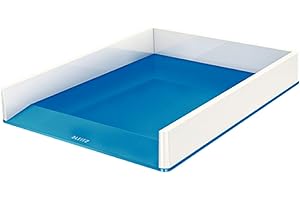 Leitz Briefkorb A4, 4er Pack, Zweifarbiges Design, Weiß/Blau, Duo Colour, WOW, 53611036