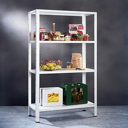 Regal Steckregal weiß Metall 200x100x50cm Regalsystem Steckregalsystem 4 Metall-Böden Traglast 280kg einfache Montage durch Stecksystem kein Verschrauben Schulte - 2