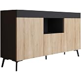 MB Muebles Bonitos | Kai Low Sideboard with 3 Doors for Modern Living Room Dining Room | Matte Melamine Furniture | Black and