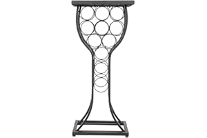 ‎LYRLODY Lyrlody Wine Rack 11 Bottles Wine Storage Rack Floor Bottle Wine Holder Schnapps Display Case with Marble Surface Table for Kitchen Home KTV Bar Restaurant Black