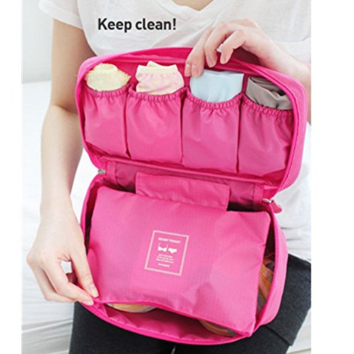 Preisvergleich Produktbild ANKKO tragbarer BH Unterwäsche Storage Bag Dessous Veranstalter Reisetasche (Leuchtend Rosa)