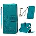 Produktbild Huawei Nova Hülle, Leder Flip Wallet Cover in Book Style Stand Case Card Slot Leder Tasche Case Karteneinschub und Magnetverschluß Kratzfestes und Schmutzunempfindliches in Blau Klee für Huawei Nova + Stylus Stift +Staubstecker