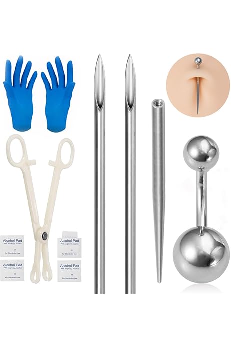 Set 2 Pezzi Piercing Naso E Orecchio In Acciaio Chirurgico - Argento E Oro - Foto 9